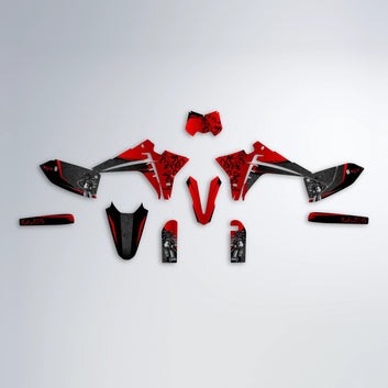 SAMURAI Fantic graphics kit parts layout in Red
