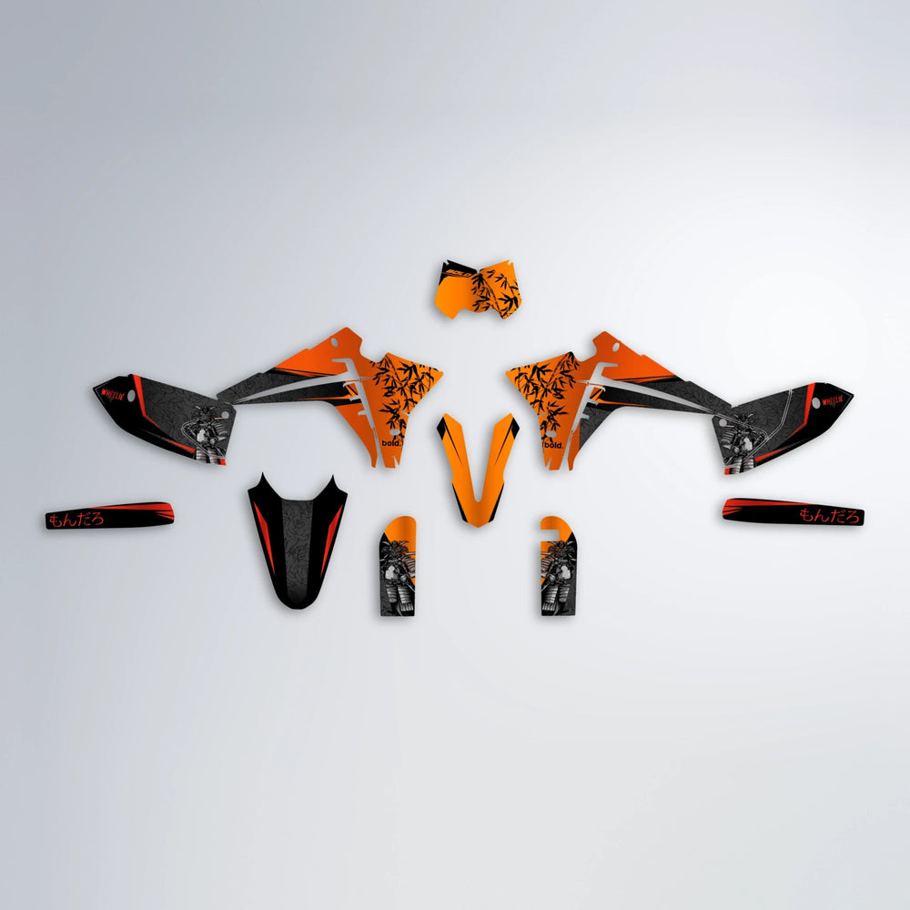 SAMURAI Fantic graphics kit parts layout in Red & Orange