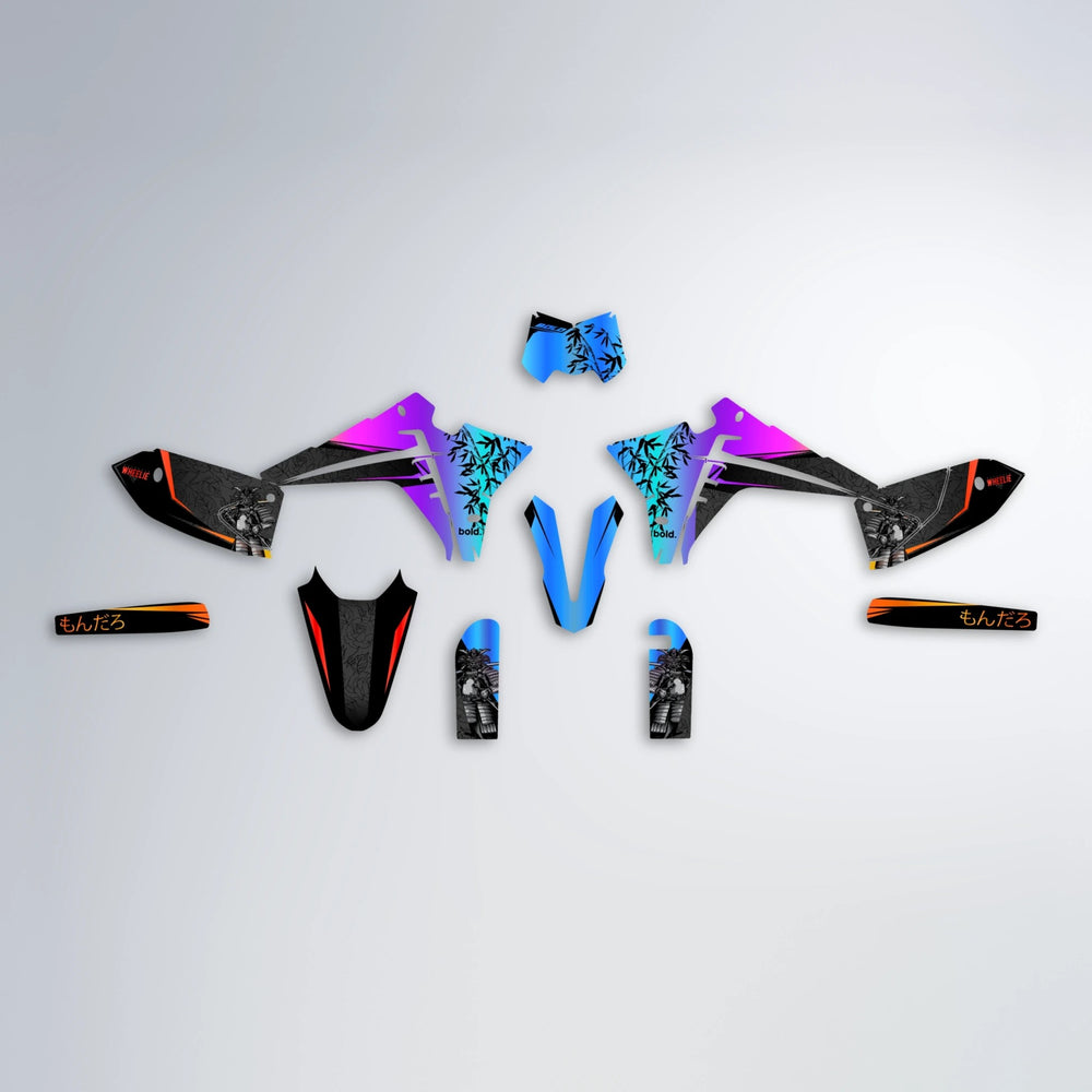 SAMURAI Fantic graphics kit parts layout in Sunset Fade