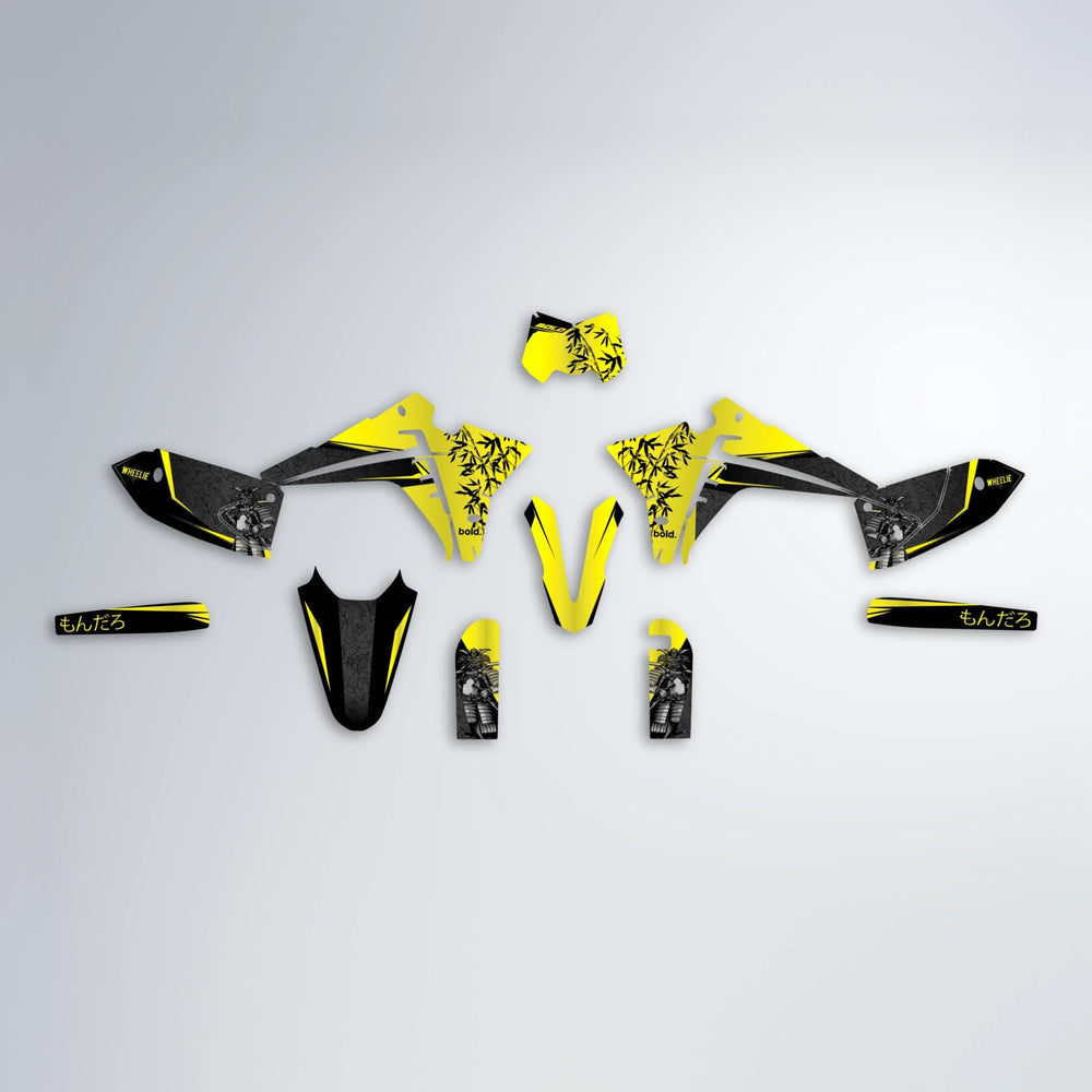 SAMURAI Fantic graphics kit parts layout in Yellow