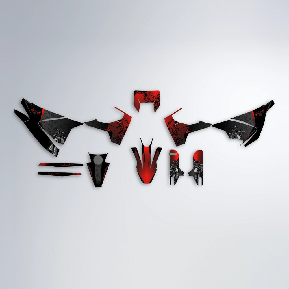 SAMURAI Husqvarna 701 graphics kit parts layout in Black & Red