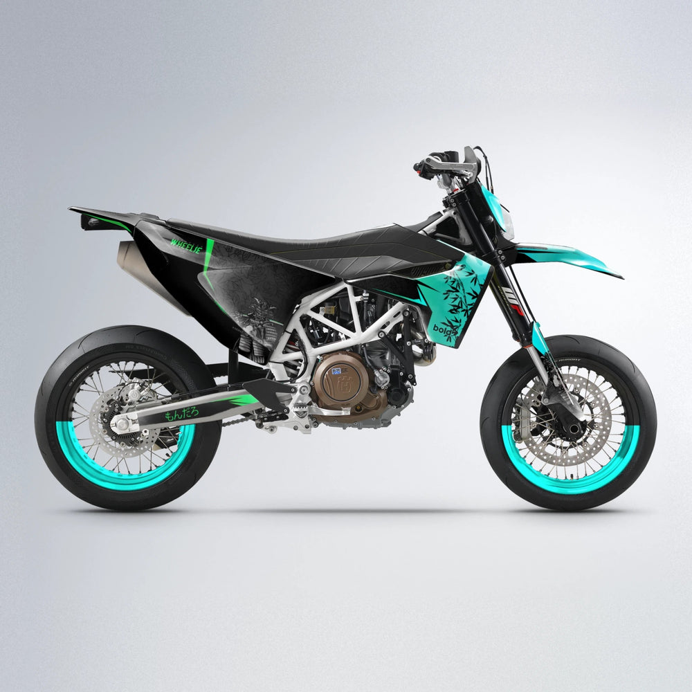 SAMURAI Husqvarna 701 supermoto graphics kit in Cyan & Green