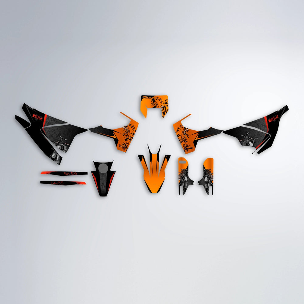 SAMURAI Husqvarna 701 graphics kit parts layout in Red & Orange