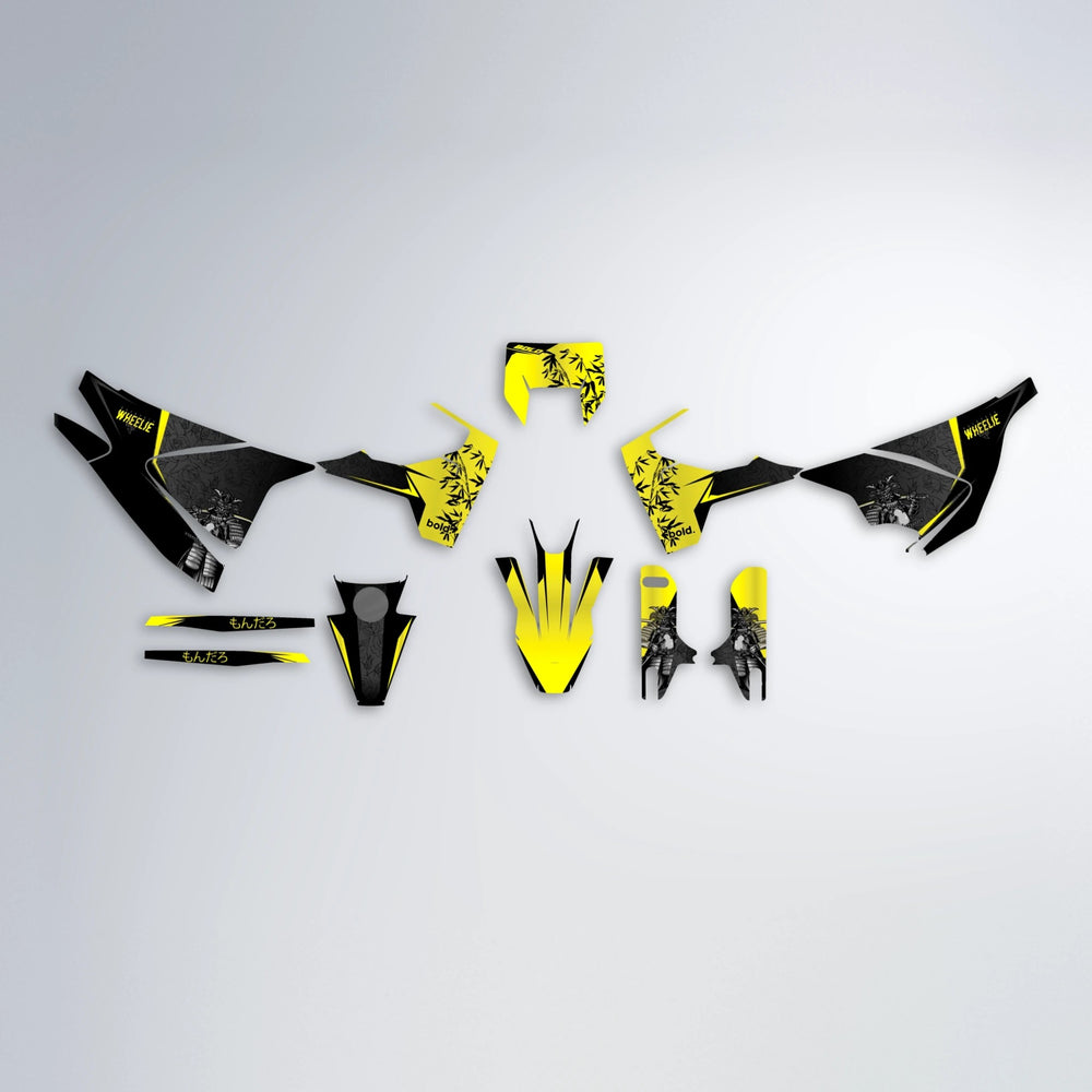 SAMURAI Husqvarna 701 graphics kit parts layout in Yellow