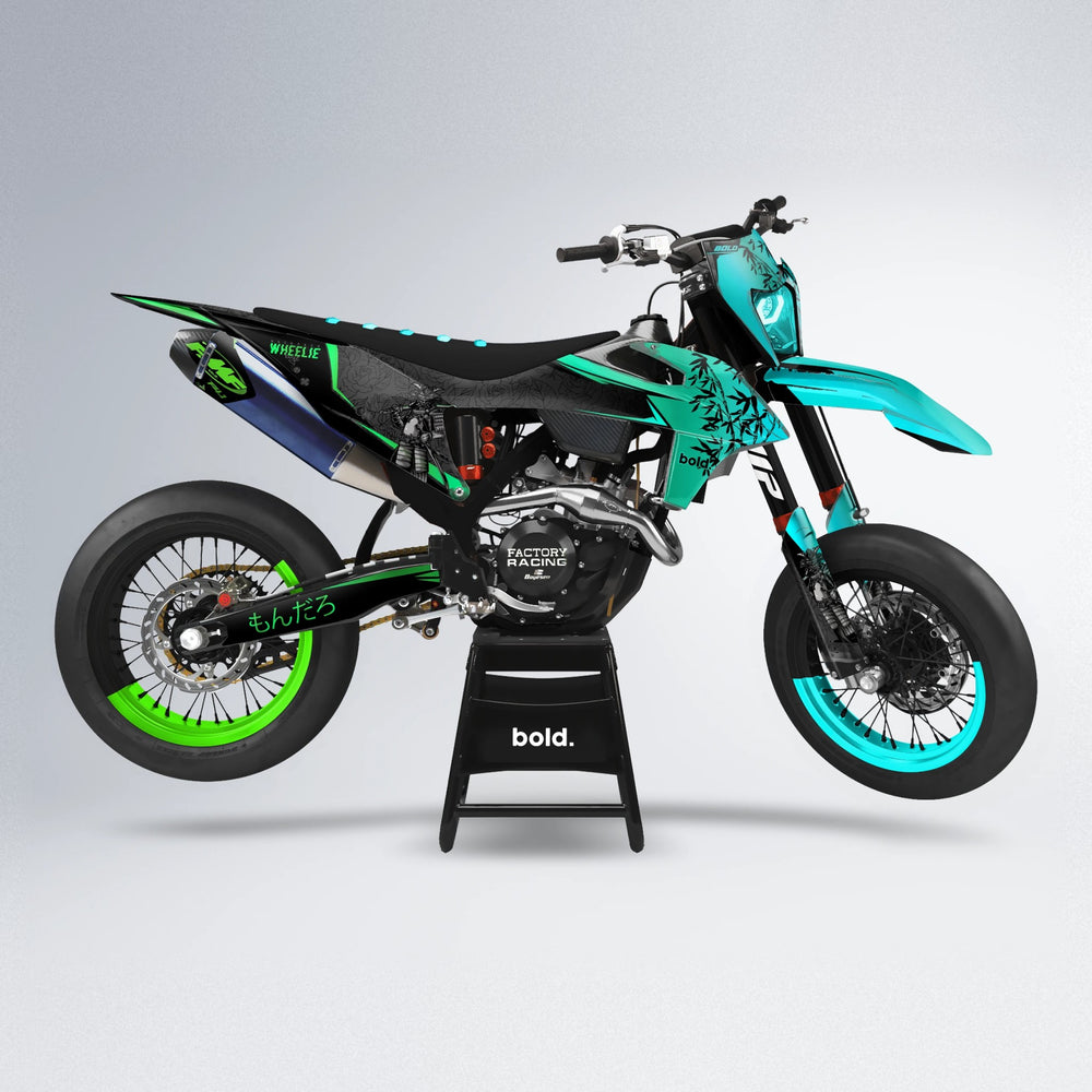 SAMURAI supermoto graphics kit in Cyan & Green