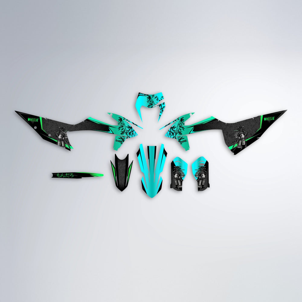 SAMURAI graphics kit parts layout in Cyan & Green