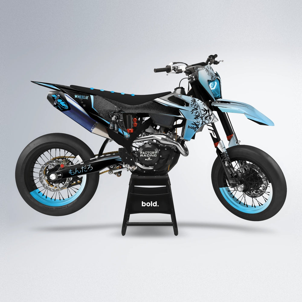 SAMURAI supermoto graphics kit in Light Blue & White