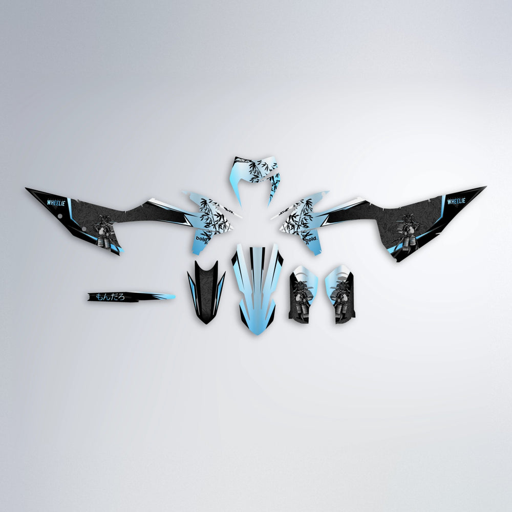 SAMURAI graphics kit parts layout in Light Blue & White