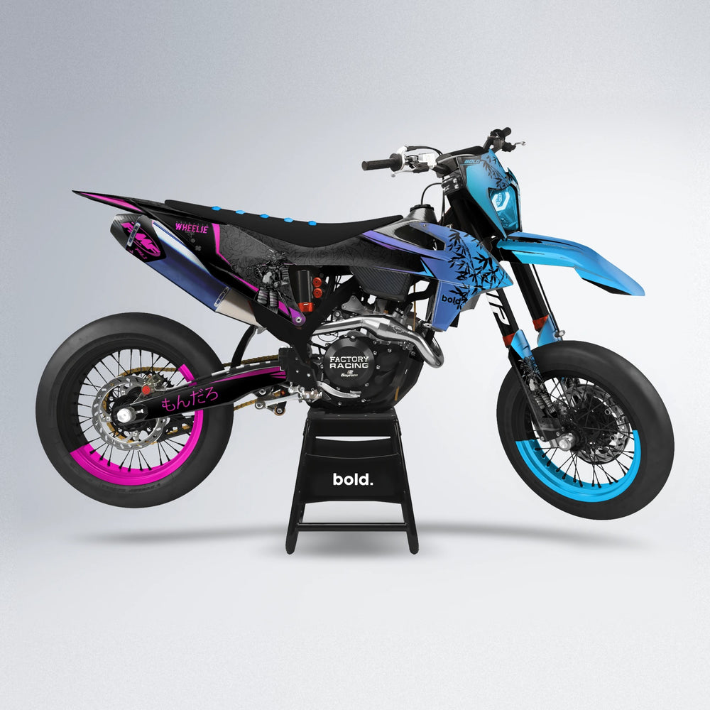 SAMURAI supermoto graphics kit in Pink & Light Blue