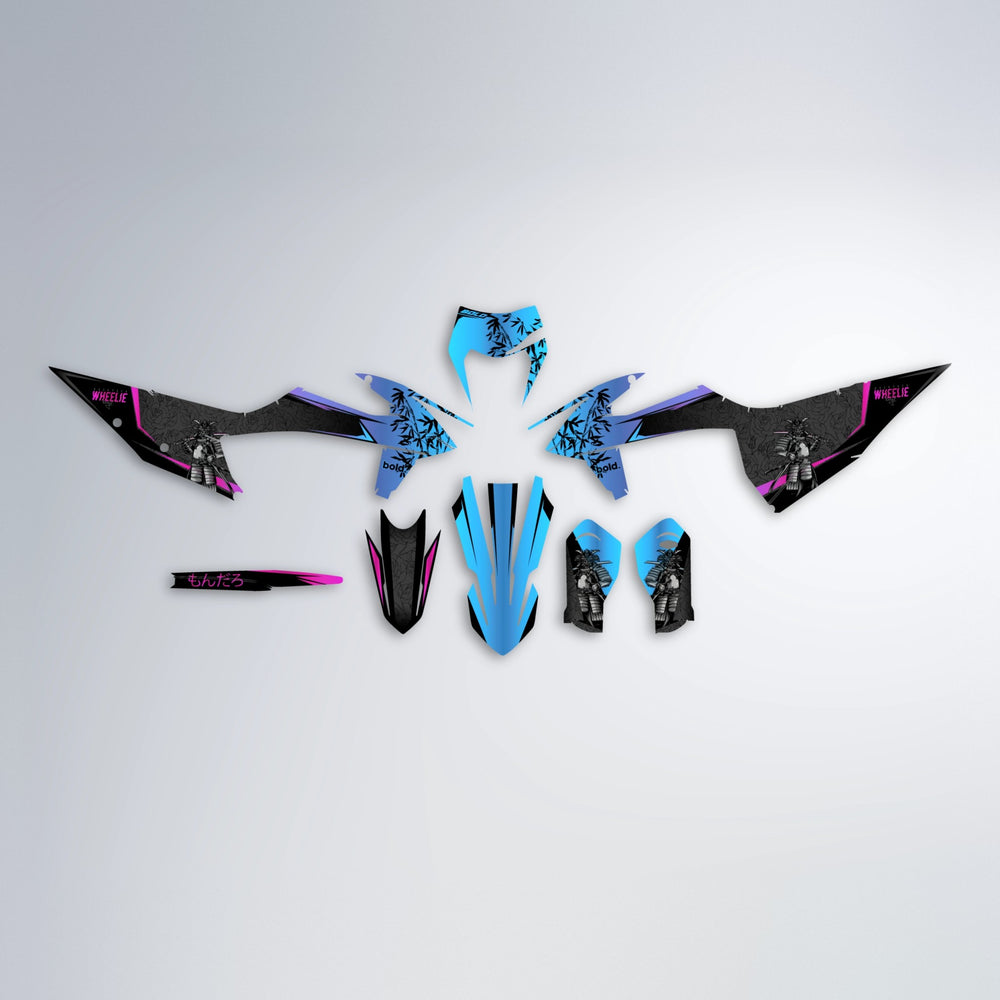 SAMURAI graphics kit parts layout in Pink & Light Blue