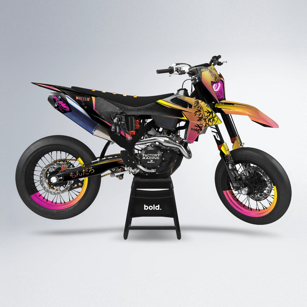SAMURAI supermoto graphics kit in Pink & Yellow
