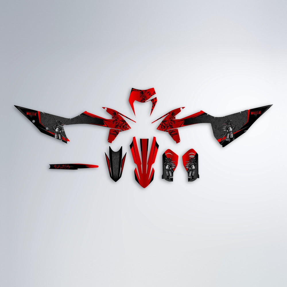 SAMURAI graphics kit parts layout in Red