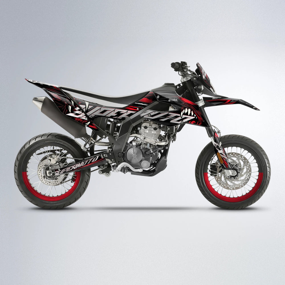 SAVAGE Aprilia SX 125 supermoto graphics kit in Black & Red
