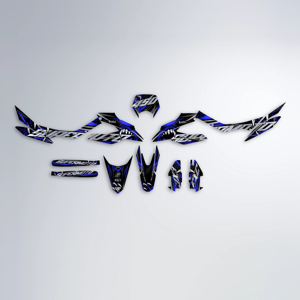 SAVAGE Aprilia SX 125 graphics kit parts layout in Blue