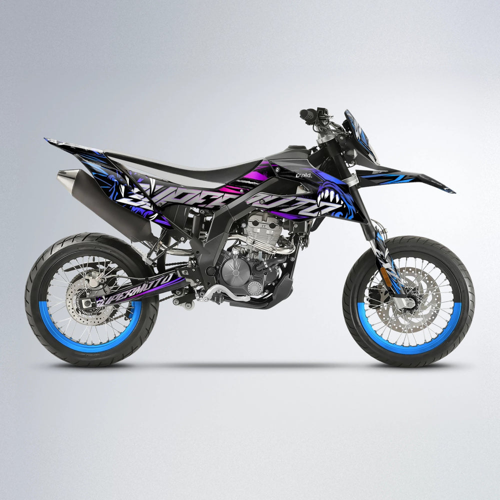 SAVAGE Aprilia SX 125 supermoto graphics kit in Blue Purple Fade