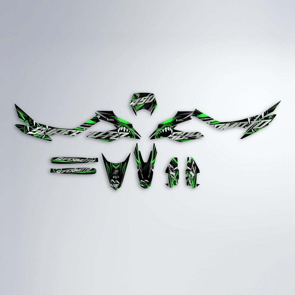SAVAGE Aprilia SX 125 graphics kit parts layout in Green