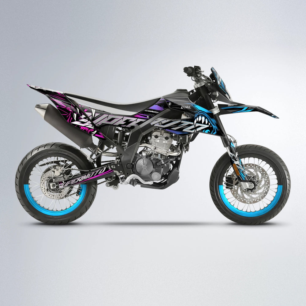 SAVAGE Aprilia SX 125 supermoto graphics kit in Pink & Light Blue
