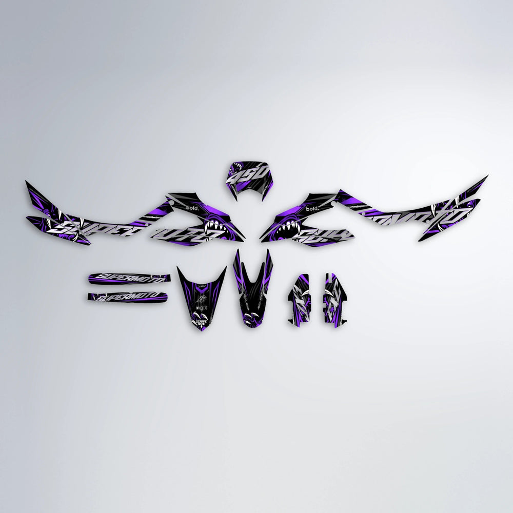 SAVAGE Aprilia SX 125 graphics kit parts layout in Purple