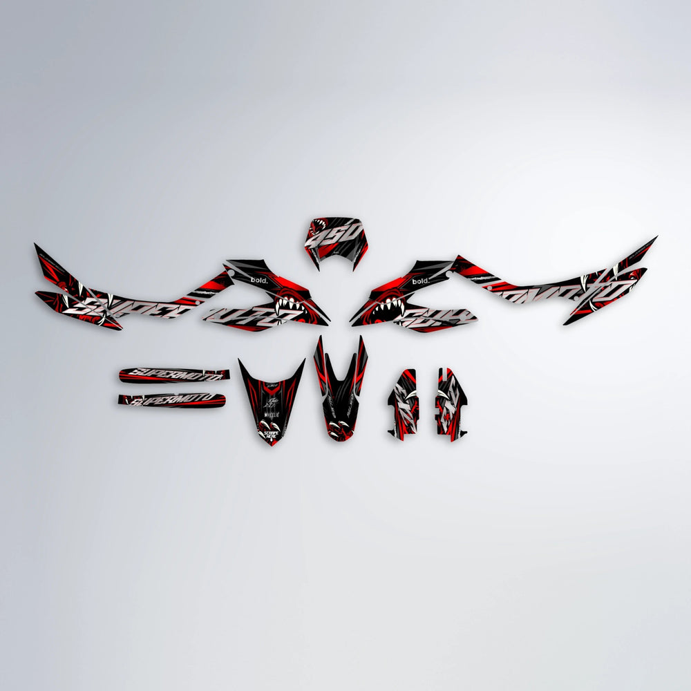 SAVAGE Aprilia SX 125 graphics kit parts layout in Red