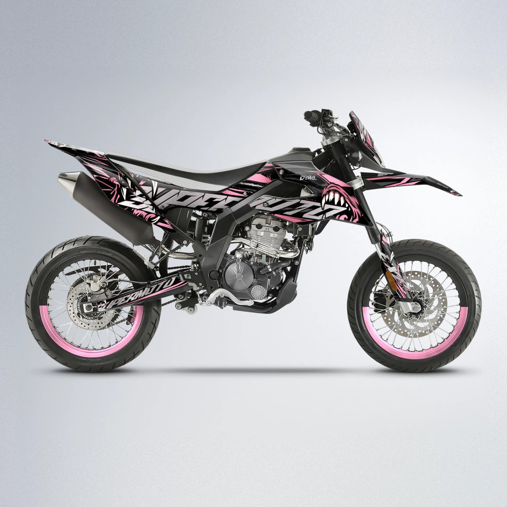 SAVAGE Aprilia SX 125 supermoto graphics kit in Sakura Pink