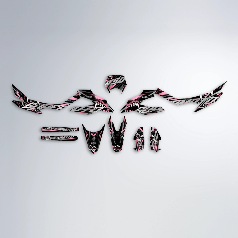 SAVAGE Aprilia SX 125 graphics kit parts layout in Sakura Pink