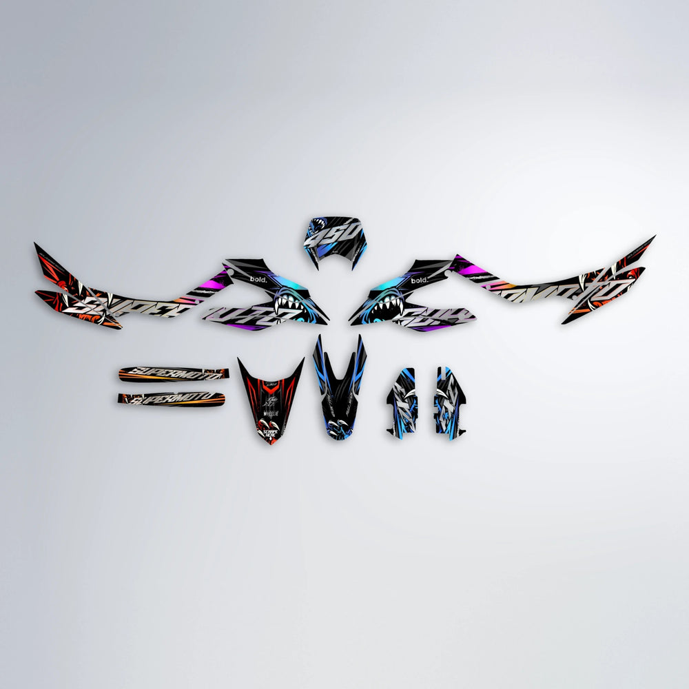 SAVAGE Aprilia SX 125 graphics kit parts layout in Sunset Fade