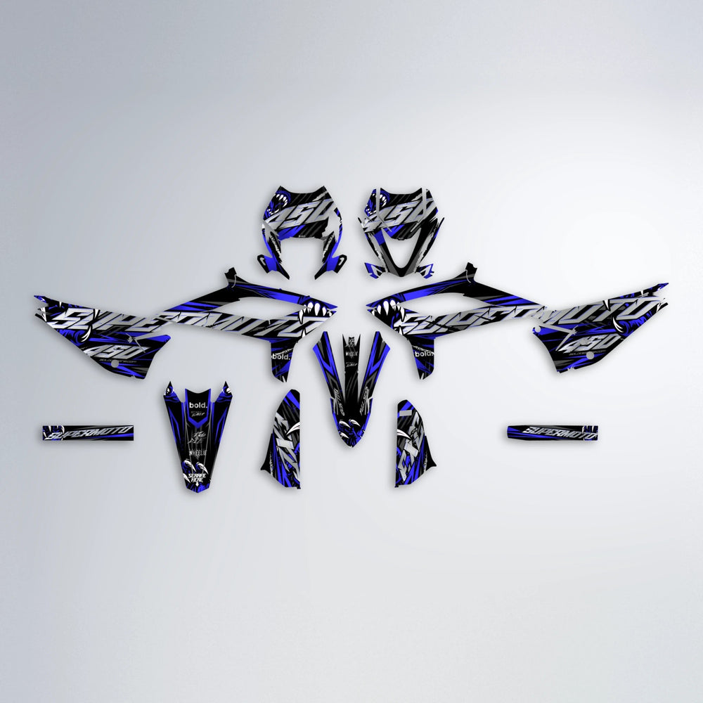SAVAGE Beta graphics kit parts layout in Blue