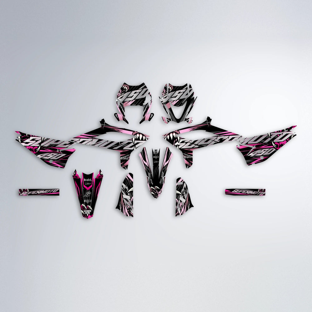 SAVAGE Beta graphics kit parts layout in Flamingo