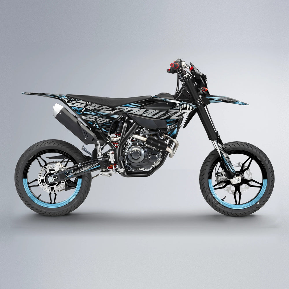 SAVAGE Beta supermoto graphics kit in Light Blue & White