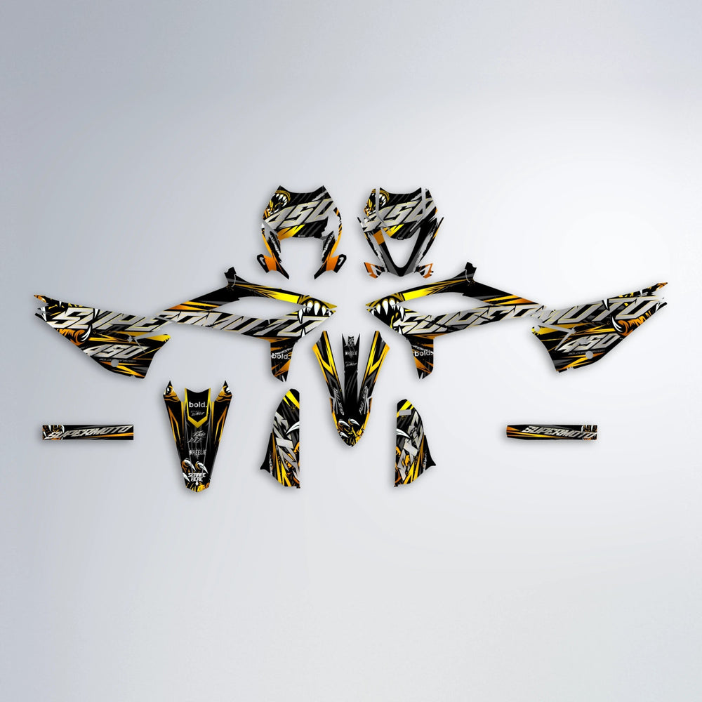 SAVAGE Beta graphics kit parts layout in Orange & Yellow