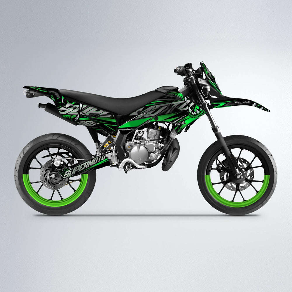 SAVAGE Derbi Senda supermoto graphics kit in Green