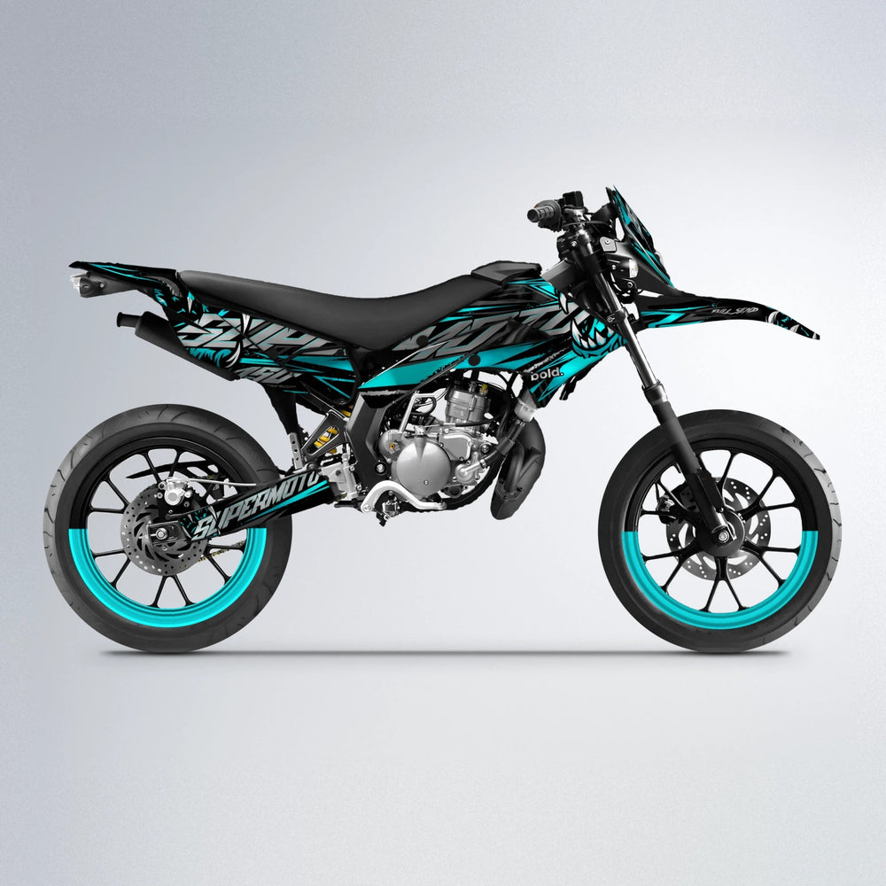 SAVAGE Derbi Senda supermoto graphics kit in Teal