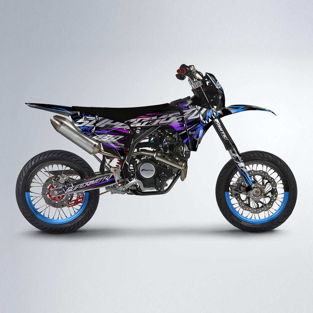 SAVAGE Fantic supermoto graphics kit in Blue Purple Fade