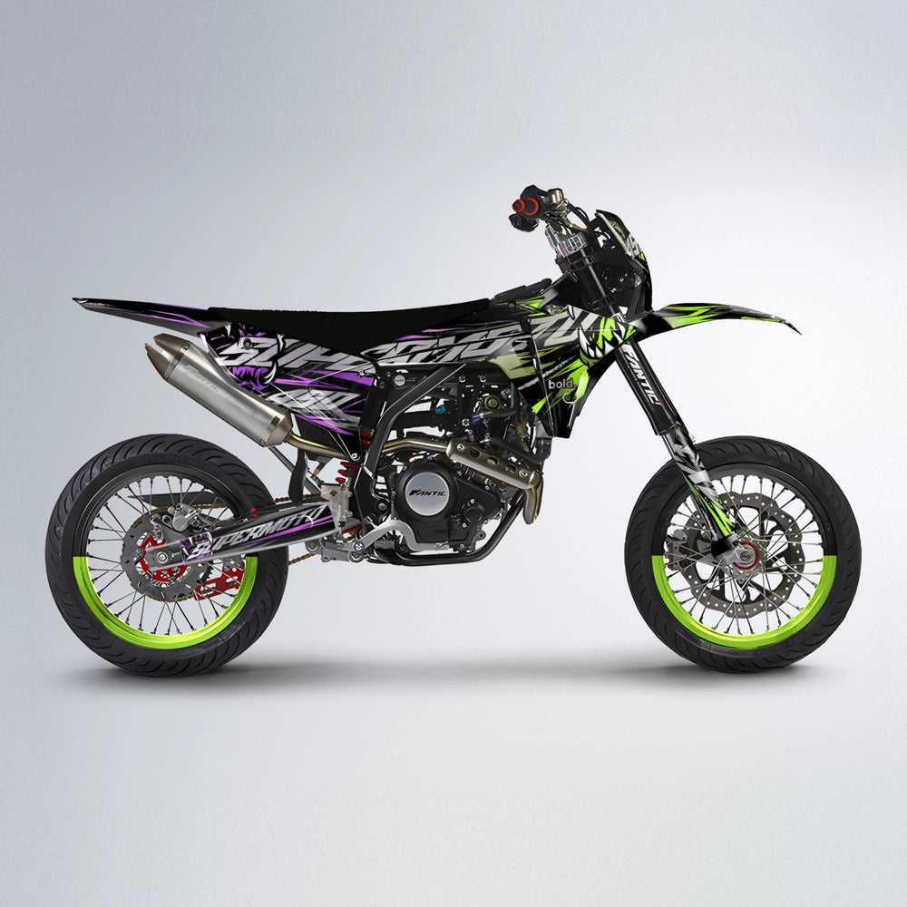 SAVAGE Fantic supermoto graphics kit in Purple & Yellow