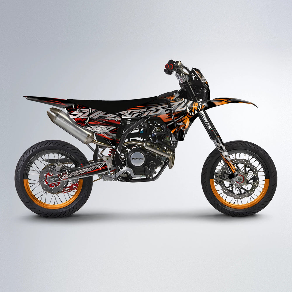 SAVAGE Fantic supermoto graphics kit in Red & Orange