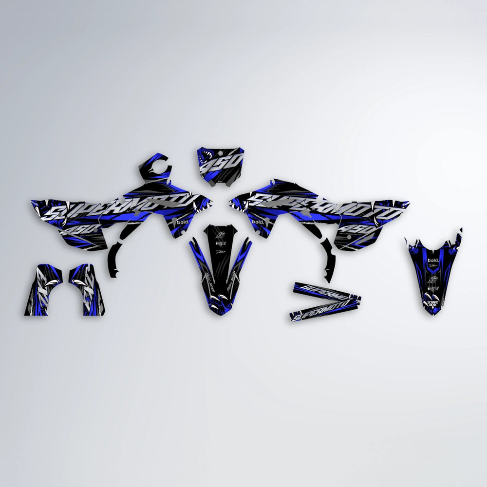 SAVAGE Honda graphics kit parts layout in Blue