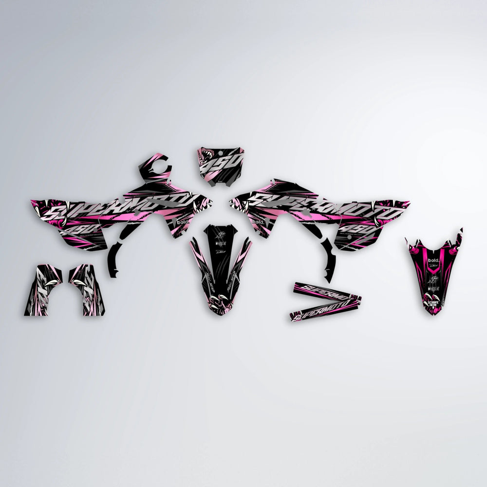 SAVAGE Honda graphics kit parts layout in Flamingo