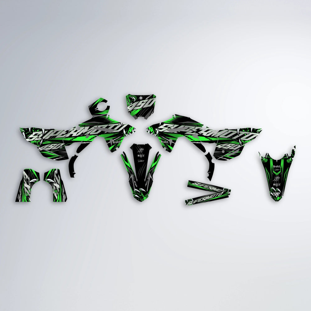 SAVAGE Honda graphics kit parts layout in Green