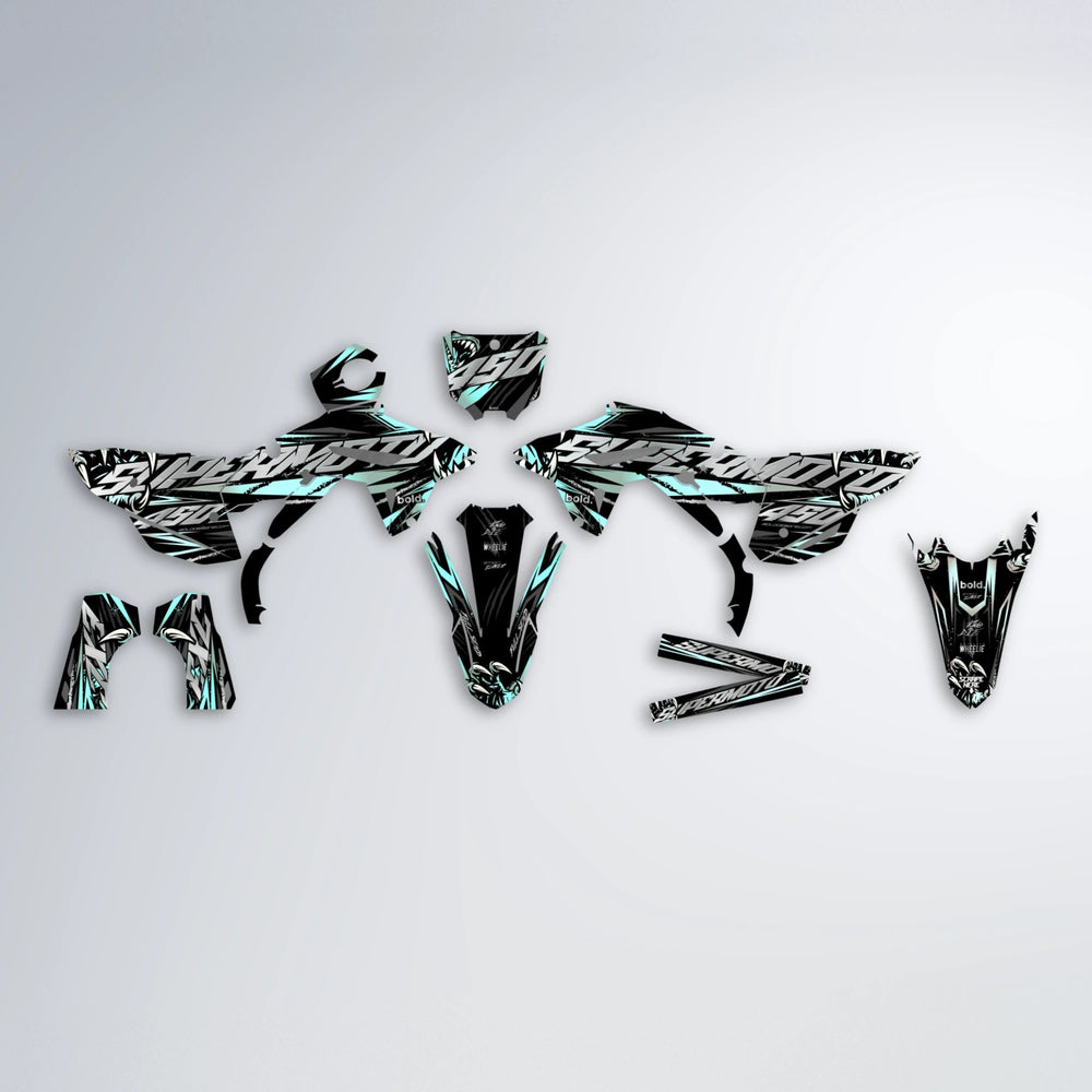 SAVAGE Honda graphics kit parts layout in Mint