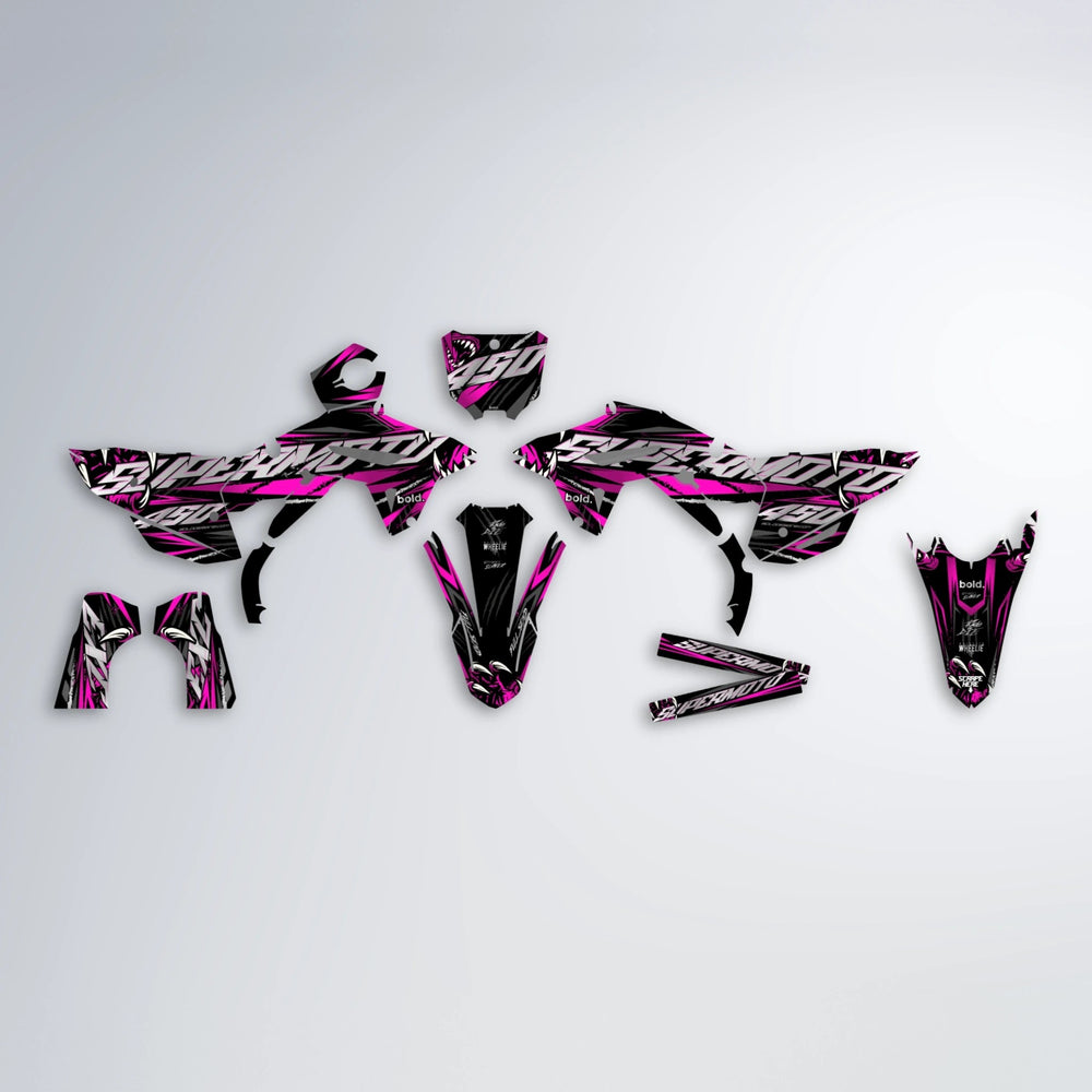 SAVAGE Honda graphics kit parts layout in Pink