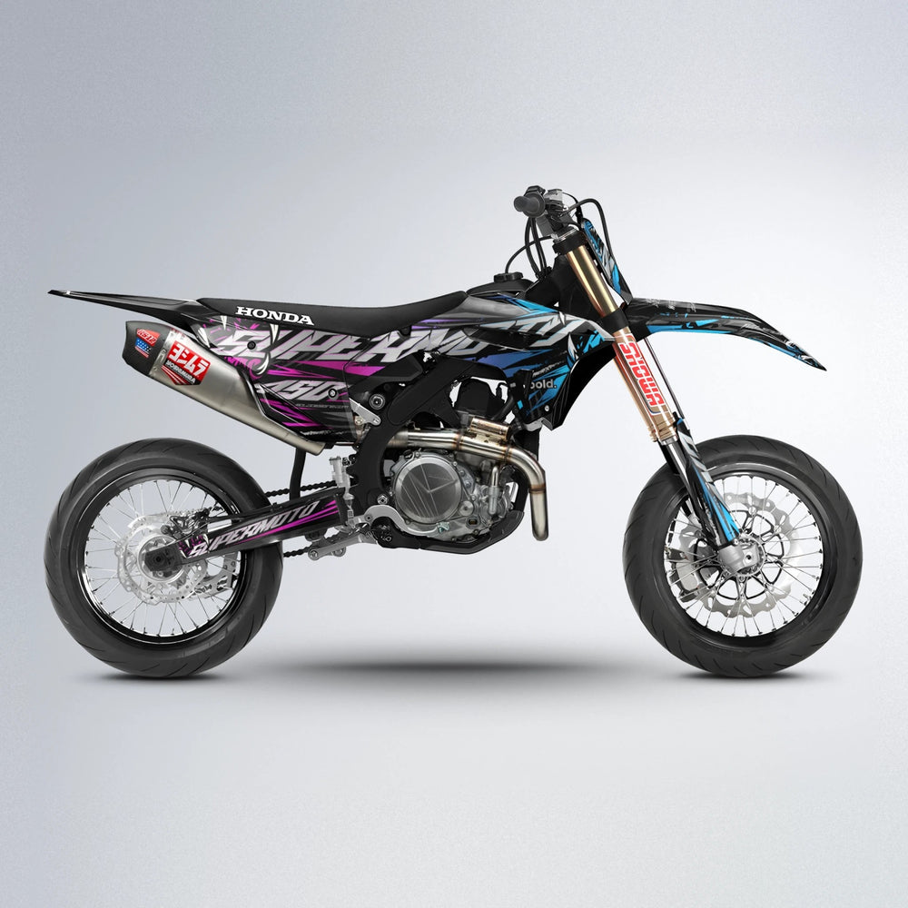 SAVAGE Honda supermoto graphics kit in Pink & Light Blue