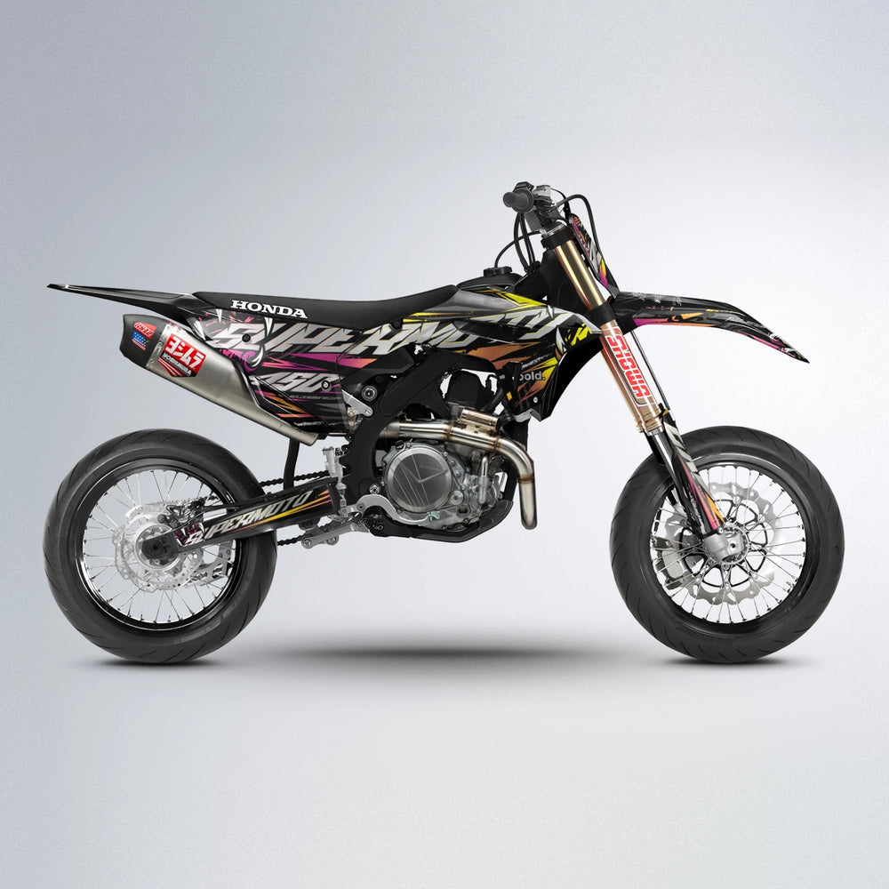 SAVAGE Honda supermoto graphics kit in Pink & Yellow