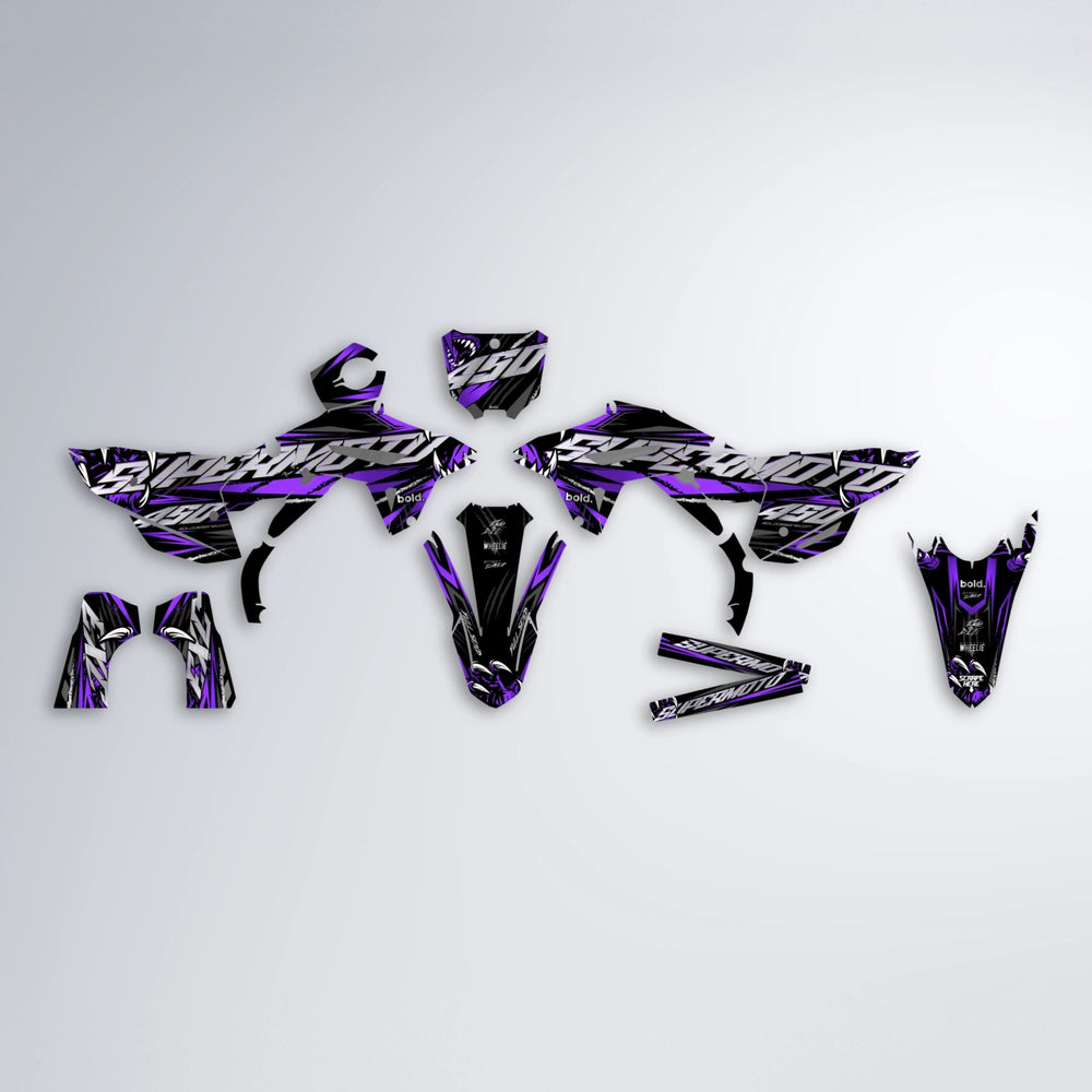 SAVAGE Honda graphics kit parts layout in Purple