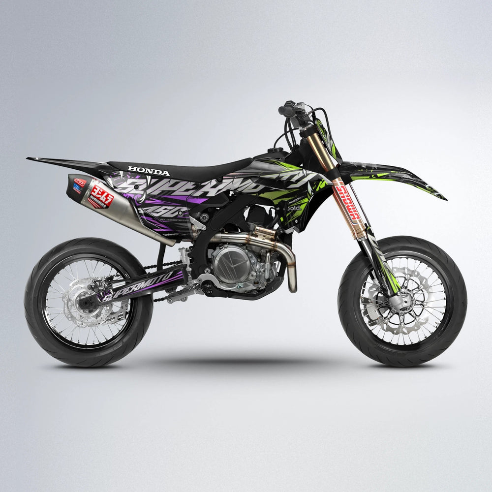 SAVAGE Honda supermoto graphics kit in Purple & Yellow