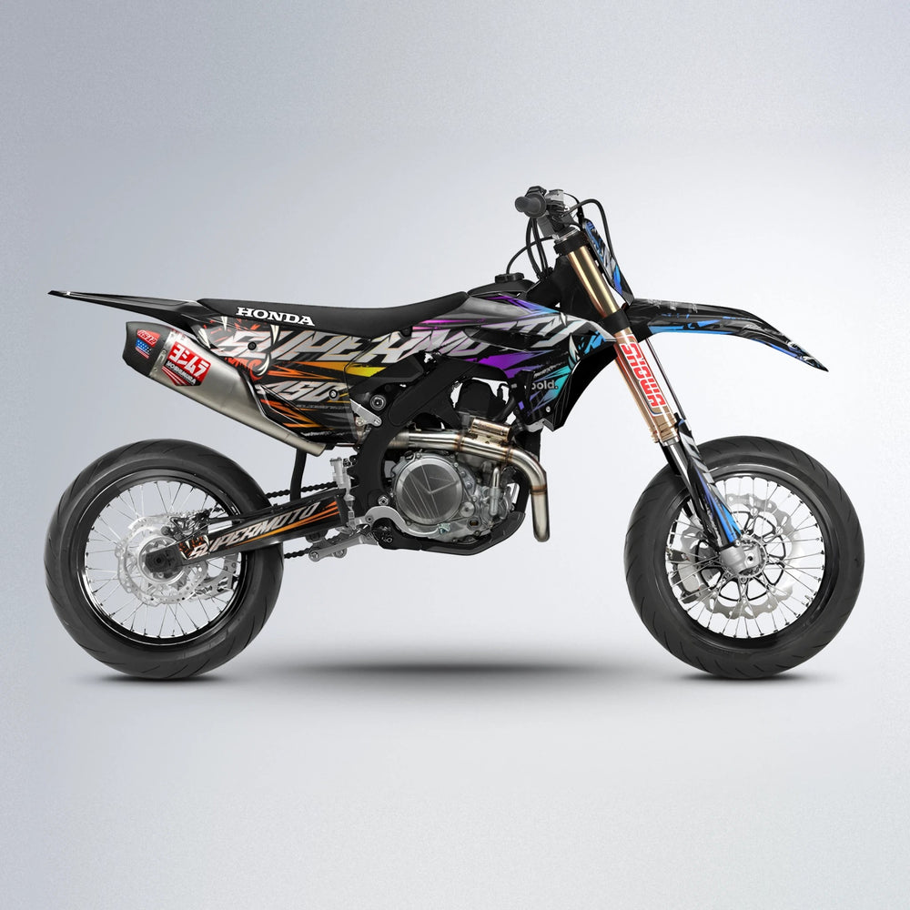 SAVAGE Honda supermoto graphics kit in Sunset Fade