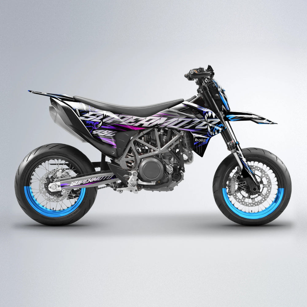 SAVAGE KTM SMC 690 supermoto graphics kit in Blue Purple Fade