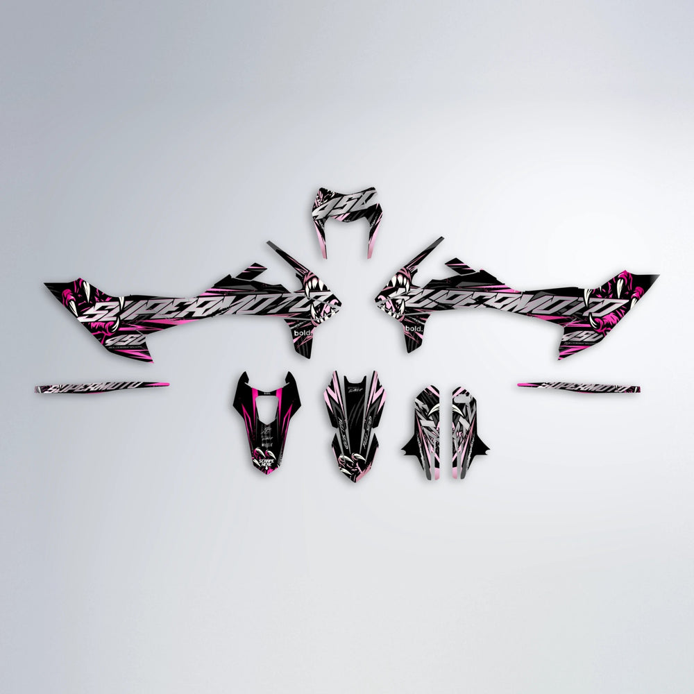 SAVAGE KTM SMC 690 graphics kit parts layout in Flamingo
