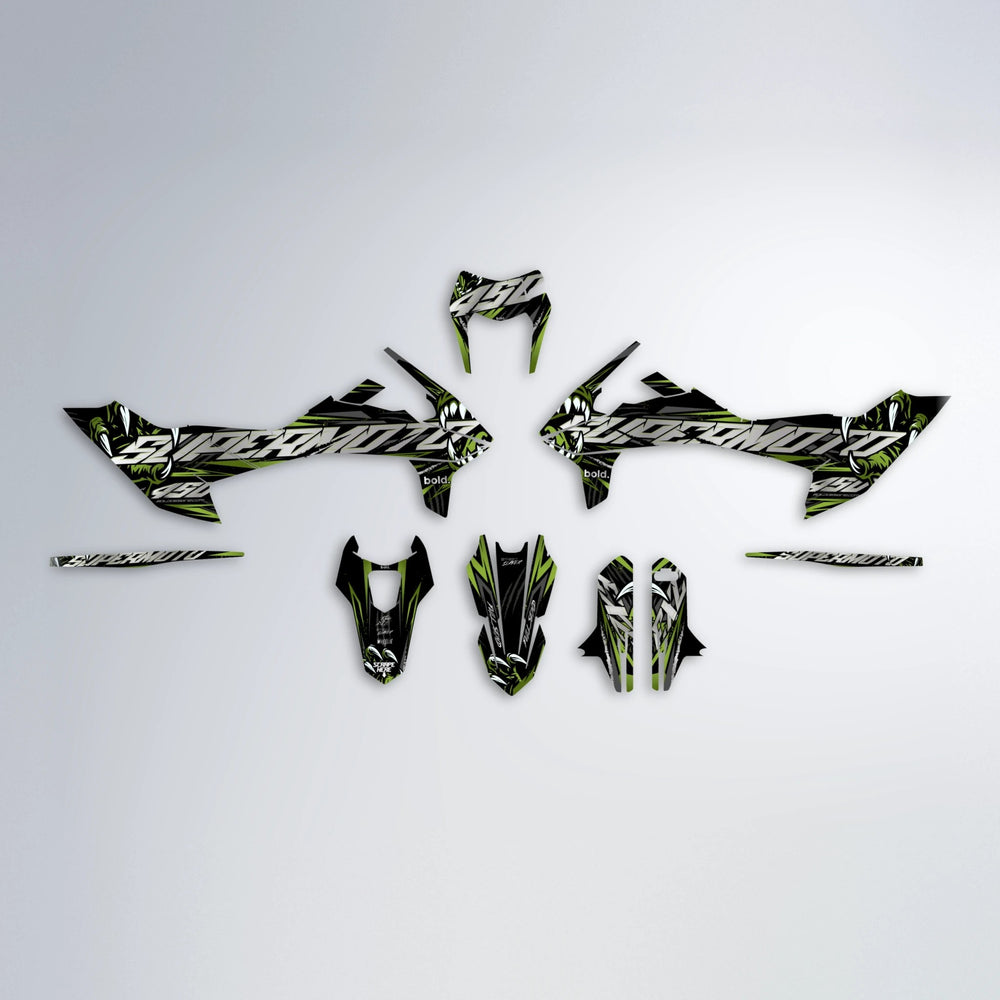 SAVAGE KTM SMC 690 graphics kit parts layout in Olive