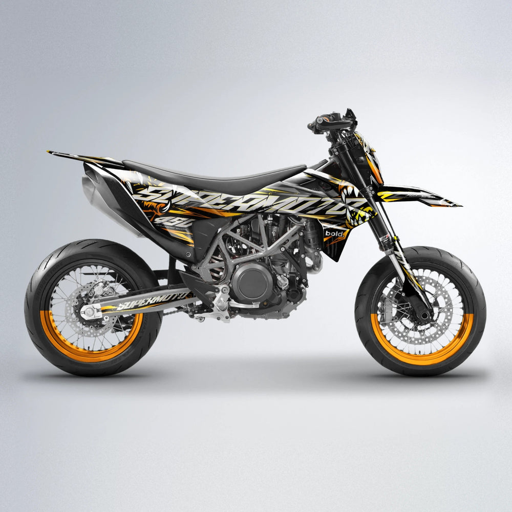 SAVAGE KTM SMC 690 supermoto graphics kit in Orange & Yellow