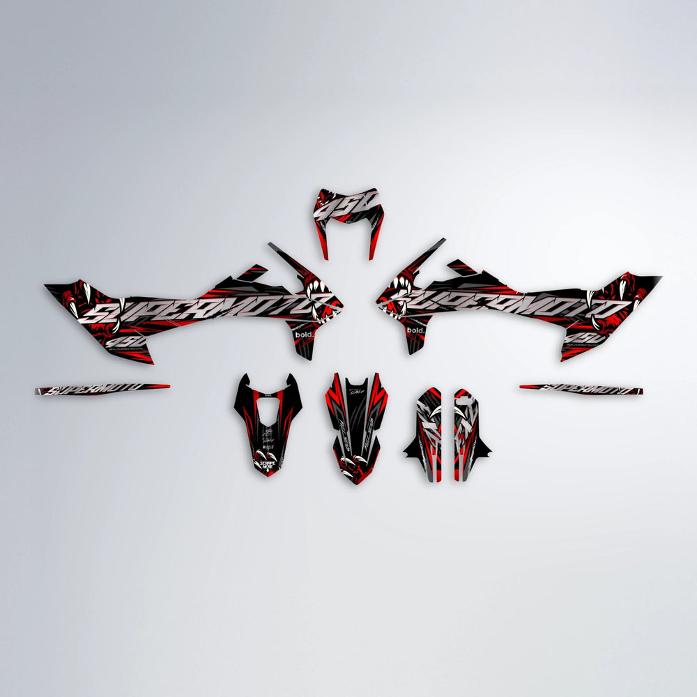 SAVAGE KTM SMC 690 graphics kit parts layout in Red